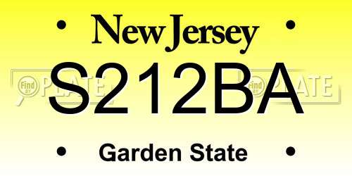 S212BA New Jersey License Plate