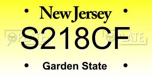 S218CF New Jersey License Plate