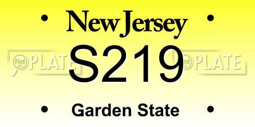S219 New Jersey License Plate
