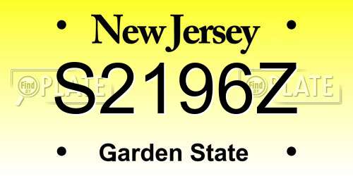 S2196Z New Jersey License Plate