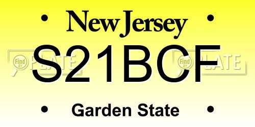 S21BCF New Jersey License Plate