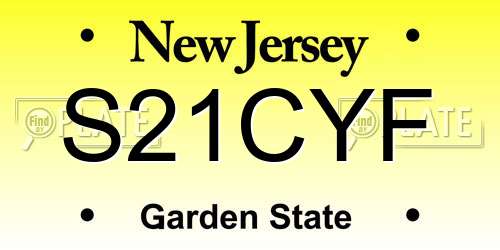 S21CYF New Jersey License Plate