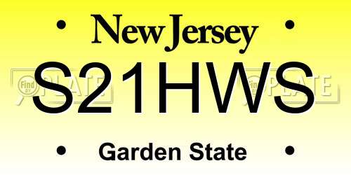 S21HWS New Jersey License Plate