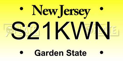 S21KWN New Jersey License Plate