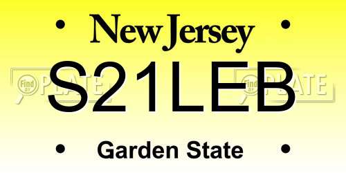 S21LEB New Jersey License Plate