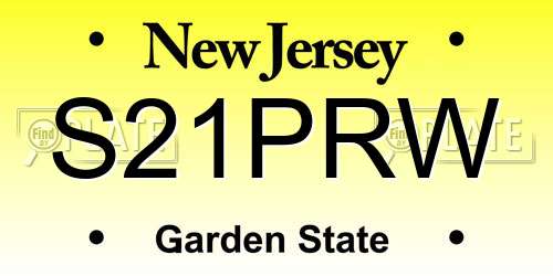 S21PRW New Jersey License Plate