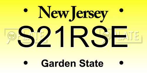 S21RSE New Jersey License Plate