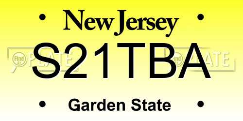 S21TBA New Jersey License Plate
