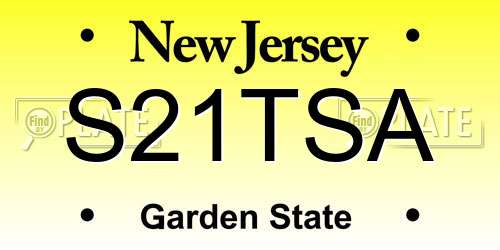 S21TSA New Jersey License Plate