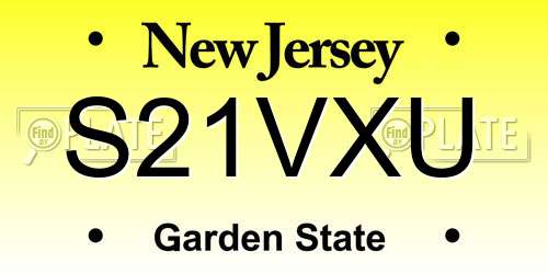 S21VXU New Jersey License Plate