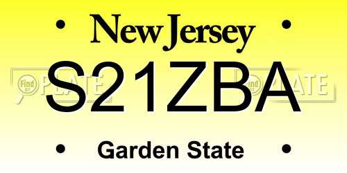 S21ZBA New Jersey License Plate