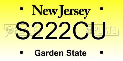 S222CU New Jersey License Plate