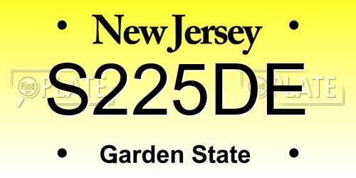 S225DE New Jersey License Plate