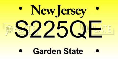 S225QE New Jersey License Plate