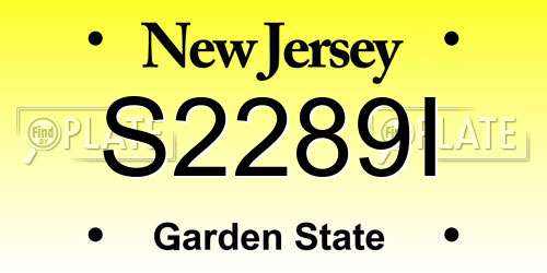 S2289I New Jersey License Plate