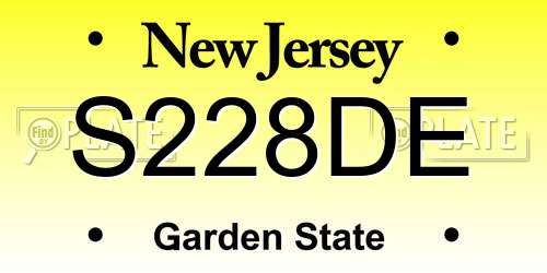 S228DE New Jersey License Plate