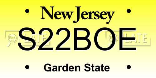 S22BOE New Jersey License Plate