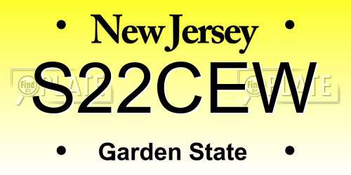 S22CEW New Jersey License Plate