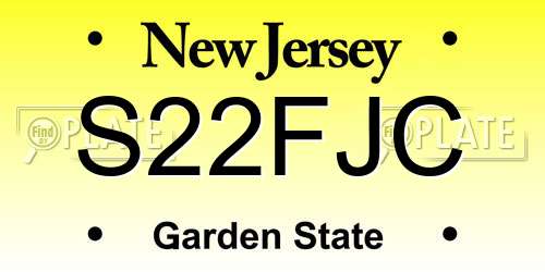 S22FJC New Jersey License Plate