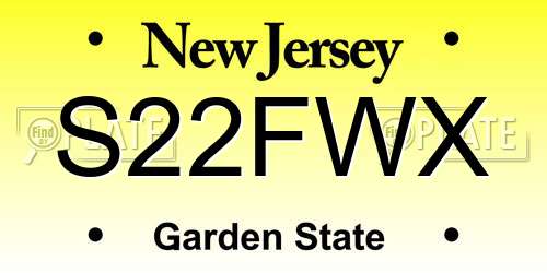 S22FWX New Jersey License Plate