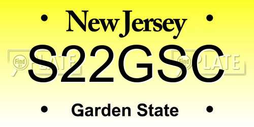S22GSC New Jersey License Plate