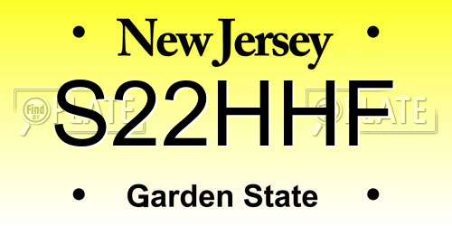 S22HHF New Jersey License Plate