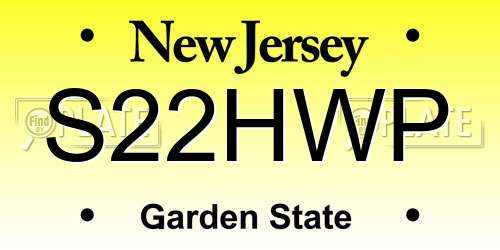S22HWP New Jersey License Plate