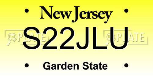 S22JLU New Jersey License Plate