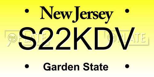 S22KDV New Jersey License Plate