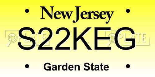 S22KEG New Jersey License Plate