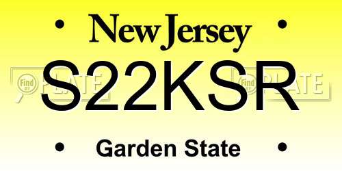 S22KSR New Jersey License Plate