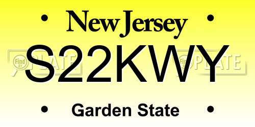 S22KWY New Jersey License Plate
