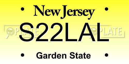 S22LAL New Jersey License Plate