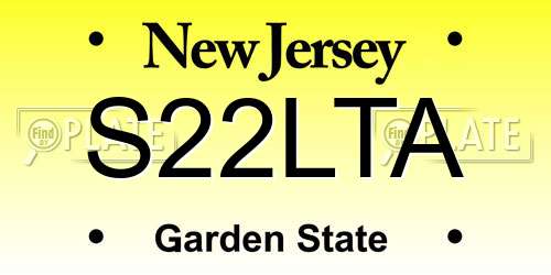 S22LTA New Jersey License Plate