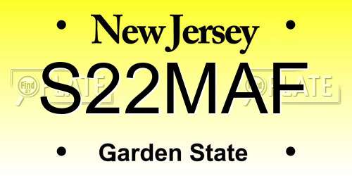 S22MAF New Jersey License Plate
