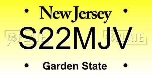 S22MJV New Jersey License Plate