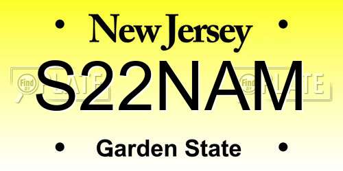 S22NAM New Jersey License Plate