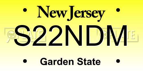S22NDM New Jersey License Plate