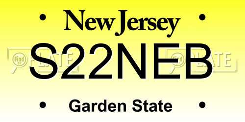 S22NEB New Jersey License Plate