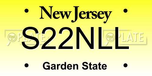 S22NLL New Jersey License Plate