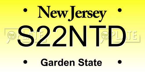 S22NTD New Jersey License Plate