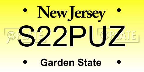 S22PUZ New Jersey License Plate