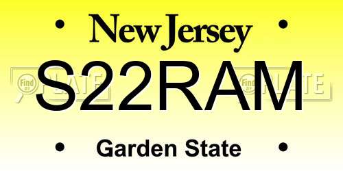 S22RAM New Jersey License Plate
