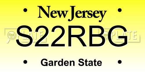 S22RBG New Jersey License Plate