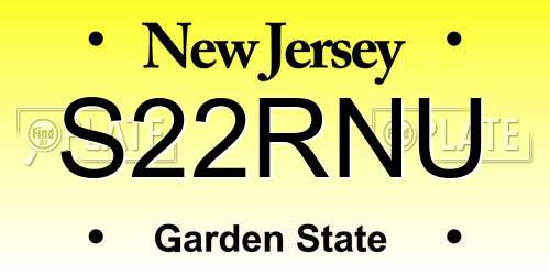 S22RNU New Jersey License Plate
