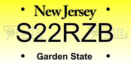 S22RZB New Jersey License Plate