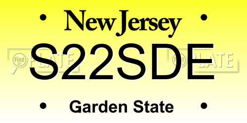 S22SDE New Jersey License Plate