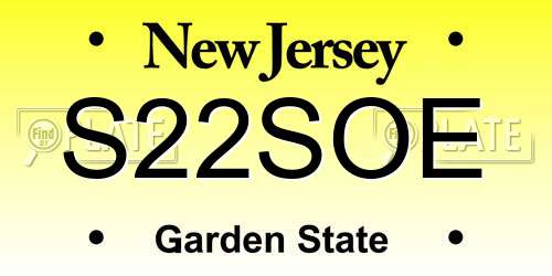 S22SOE New Jersey License Plate