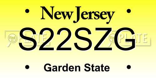 S22SZG New Jersey License Plate