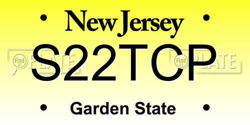 S22TCP New Jersey License Plate